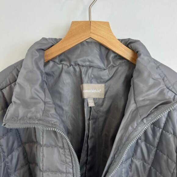 Woman Within Women's Size 26/28 2X Plus Grey Quilted Full Zip Jacket Coat - Picture 7 of 14